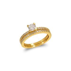 14k REAL GOLD Ladies Fancy Two-Piece CZ Ring size 7